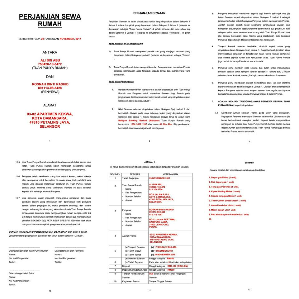 Contoh Surat Perjanjian Sewa Tanah Malaysia - Dapatkan Contoh