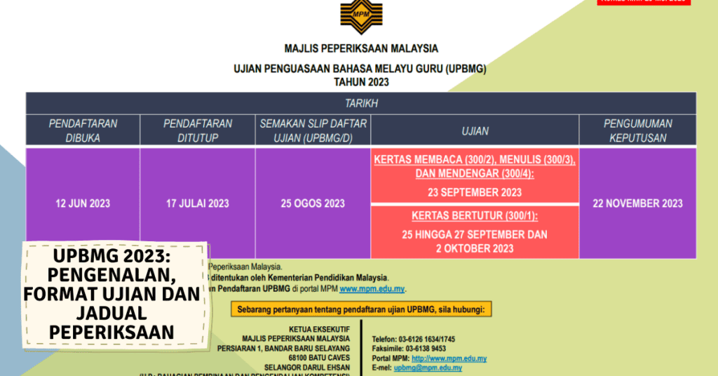 UPBMG 2023: Pengenalan, Format Ujian dan Jadual Peperiksaan